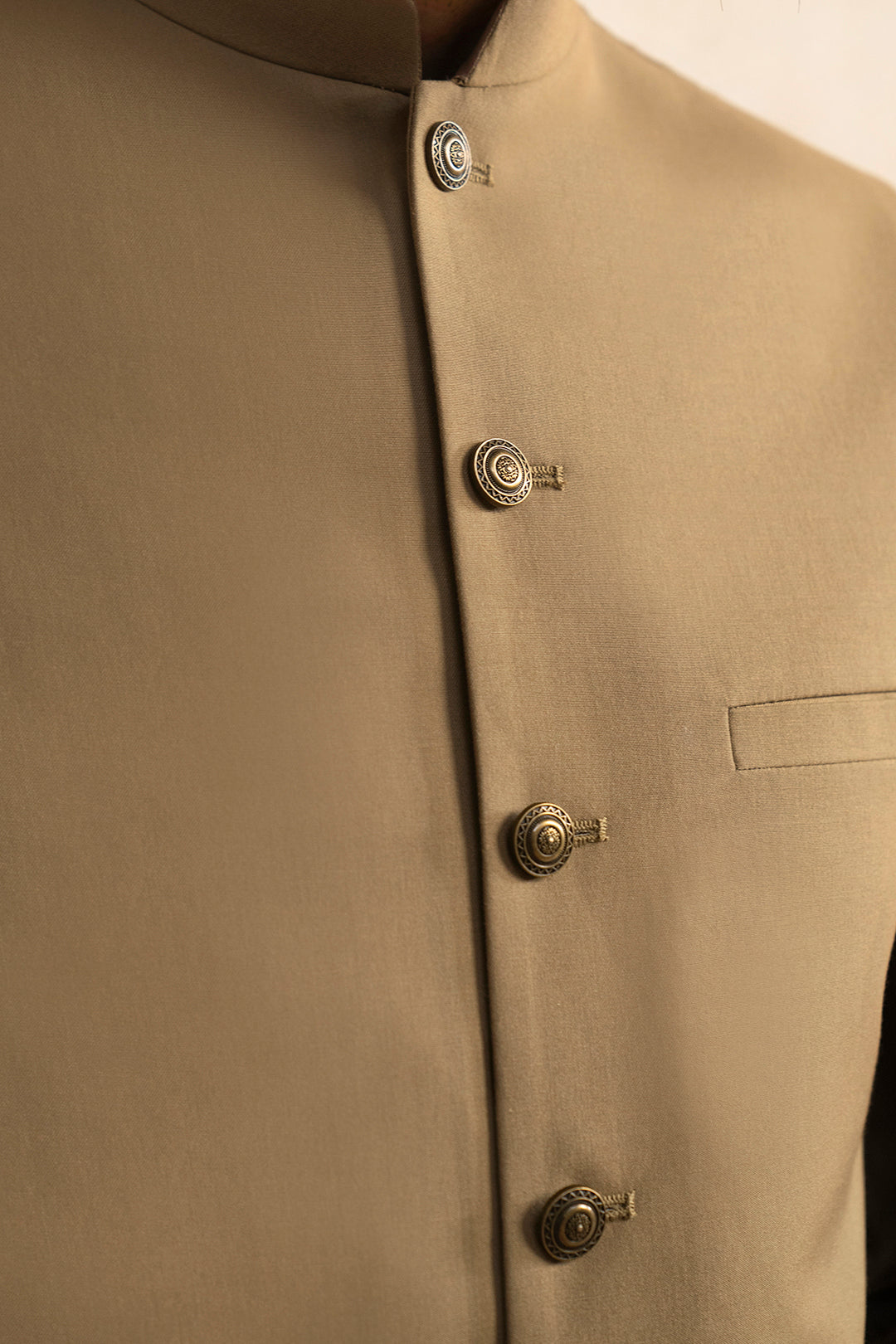 Mehndi Green Suiting Fabric Waistcoat (3-Piece) - Image 3