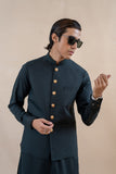 Deep Green Wash-and-Wear Waistcoat Kurta (3-Piece) - Image 2