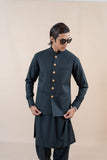 Deep Green Wash-and-Wear Waistcoat Kurta (3-Piece) - Image 3