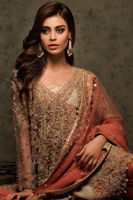 Grey Embroidered Net Angrakha Dress (3-Piece) - Image 4