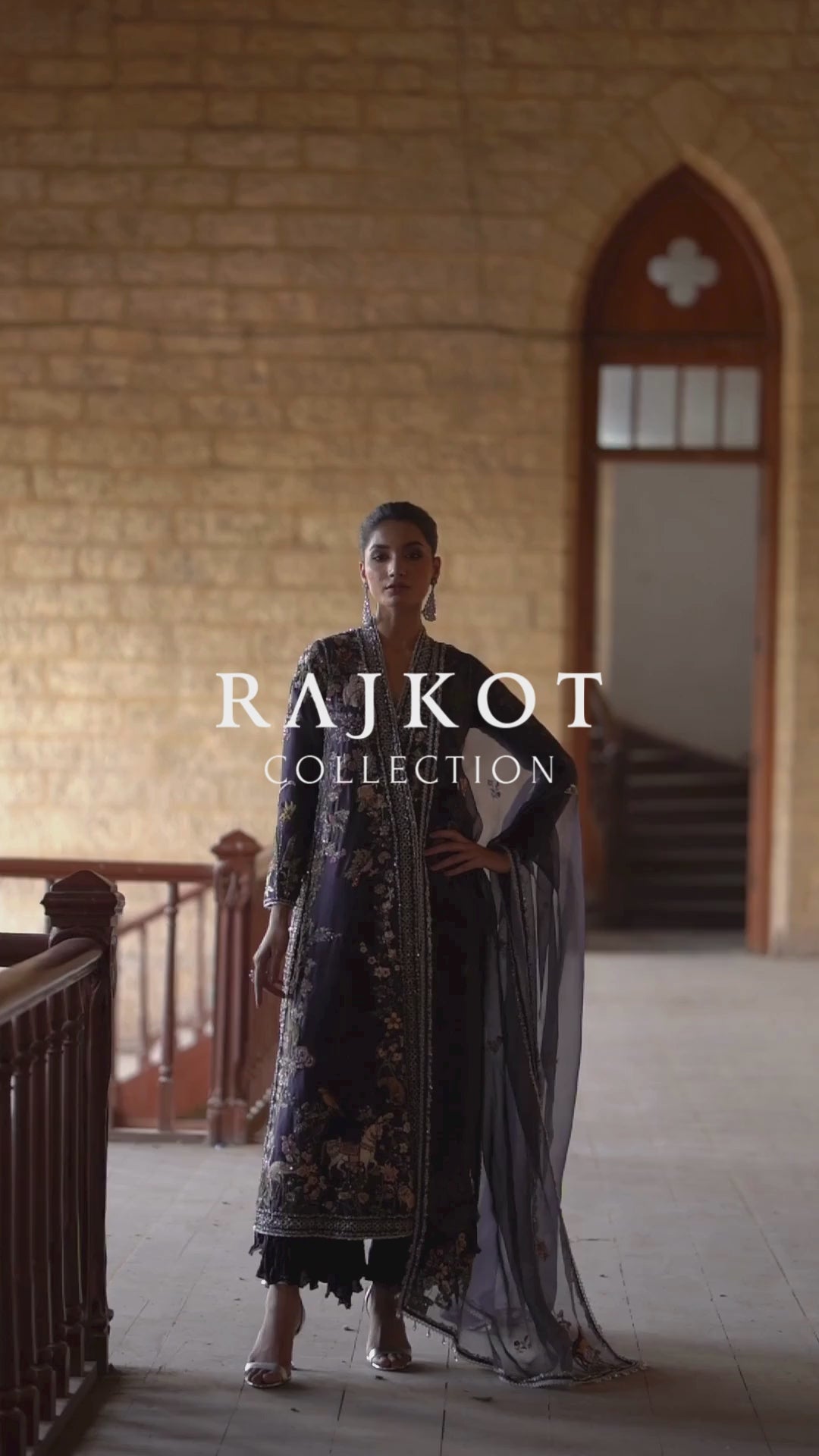 Grey Aari & Zardozi Raw Silk Angrakha (3-Piece) - Image 7