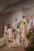 Pakistani Grey Mirror & Zardozi Silk Angharka Pishwas (2-Piece) - Image 7