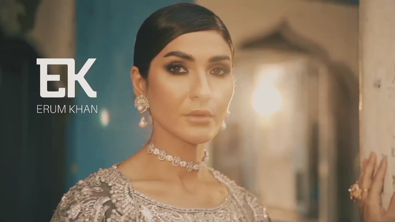 Grey Embellished Net Organza Gown (1-Pc) - Image 8