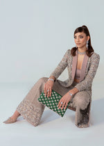 Pakistani Grey Embellished Organza Jacket and Pants (3-Piece) - Image 4