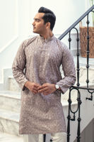 Grey Embroidered Raw Silk Kurta (2-Piece) - Image 5