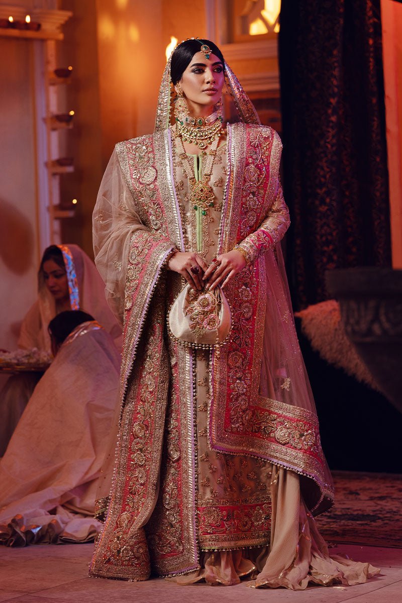Pakistani Mouse-Toned Embellished Net Gharara Set (3-Piece) - Image 2