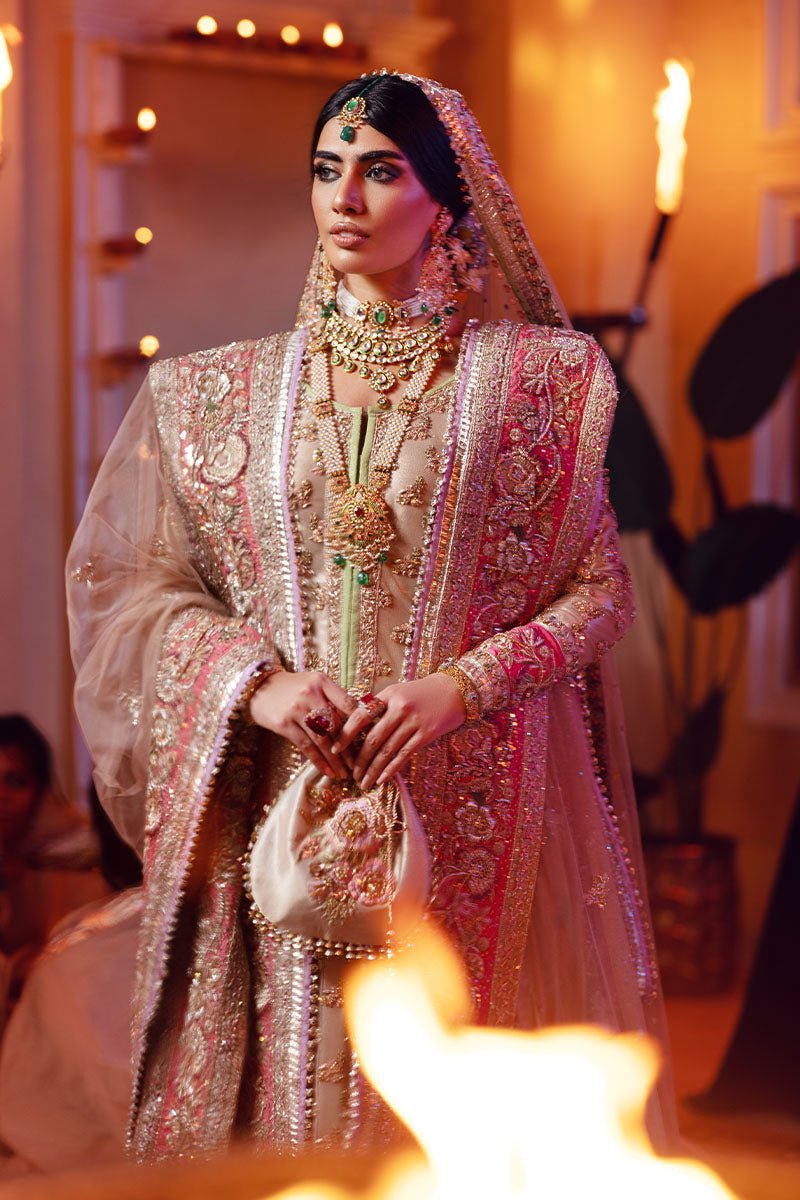 Pakistani Mouse-Toned Embellished Net Gharara Set (3-Piece) - Image 5