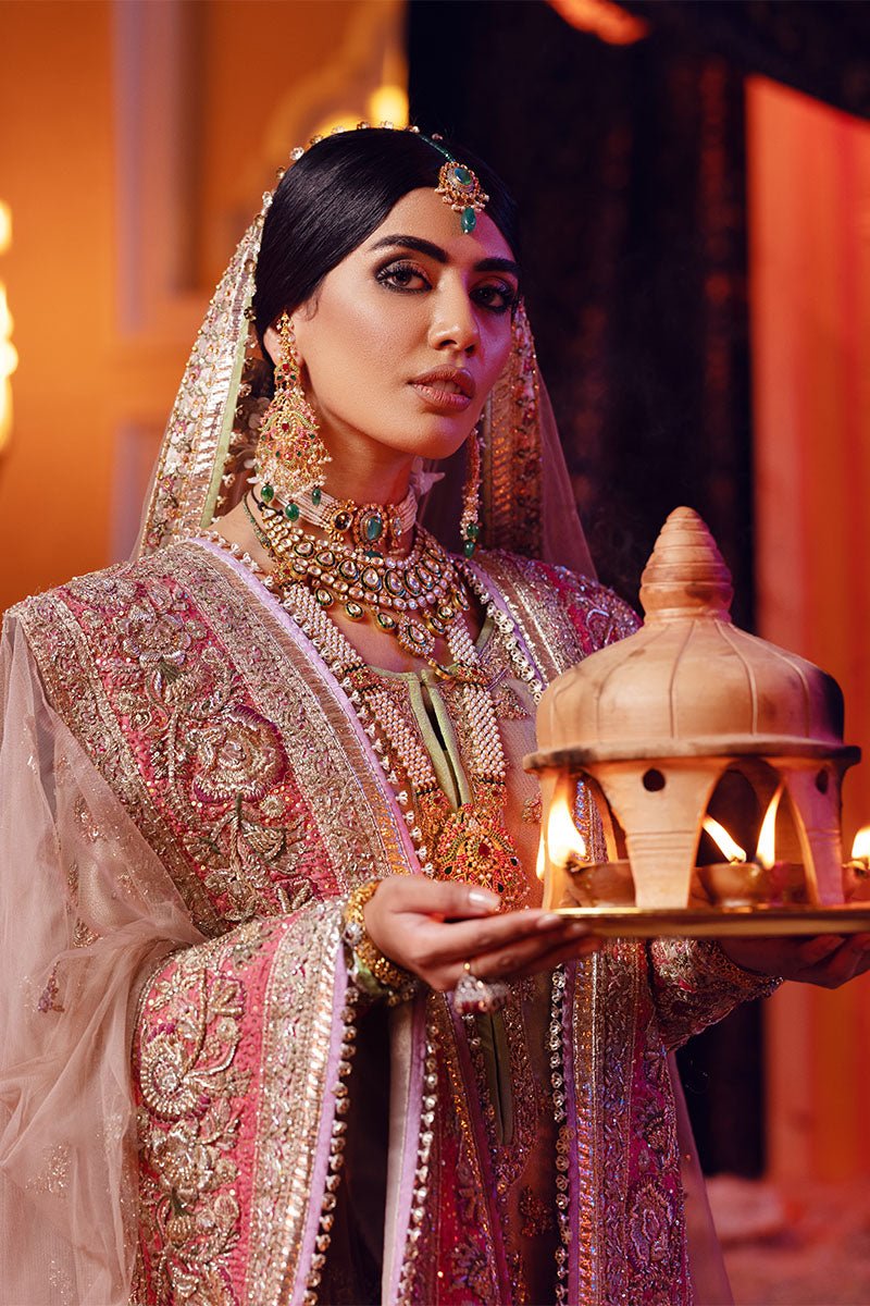 Pakistani Mouse-Toned Embellished Net Gharara Set (3-Piece) - Image 7