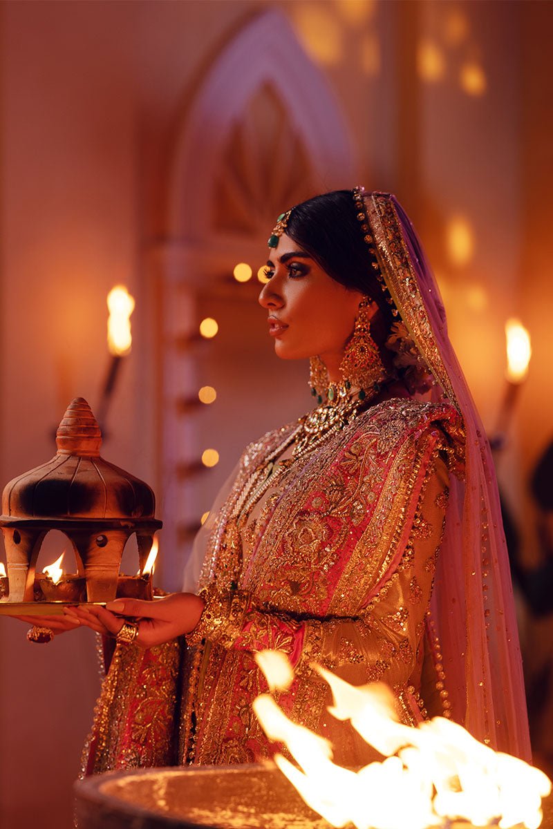 Pakistani Mouse-Toned Embellished Net Gharara Set (3-Piece) - Image 8