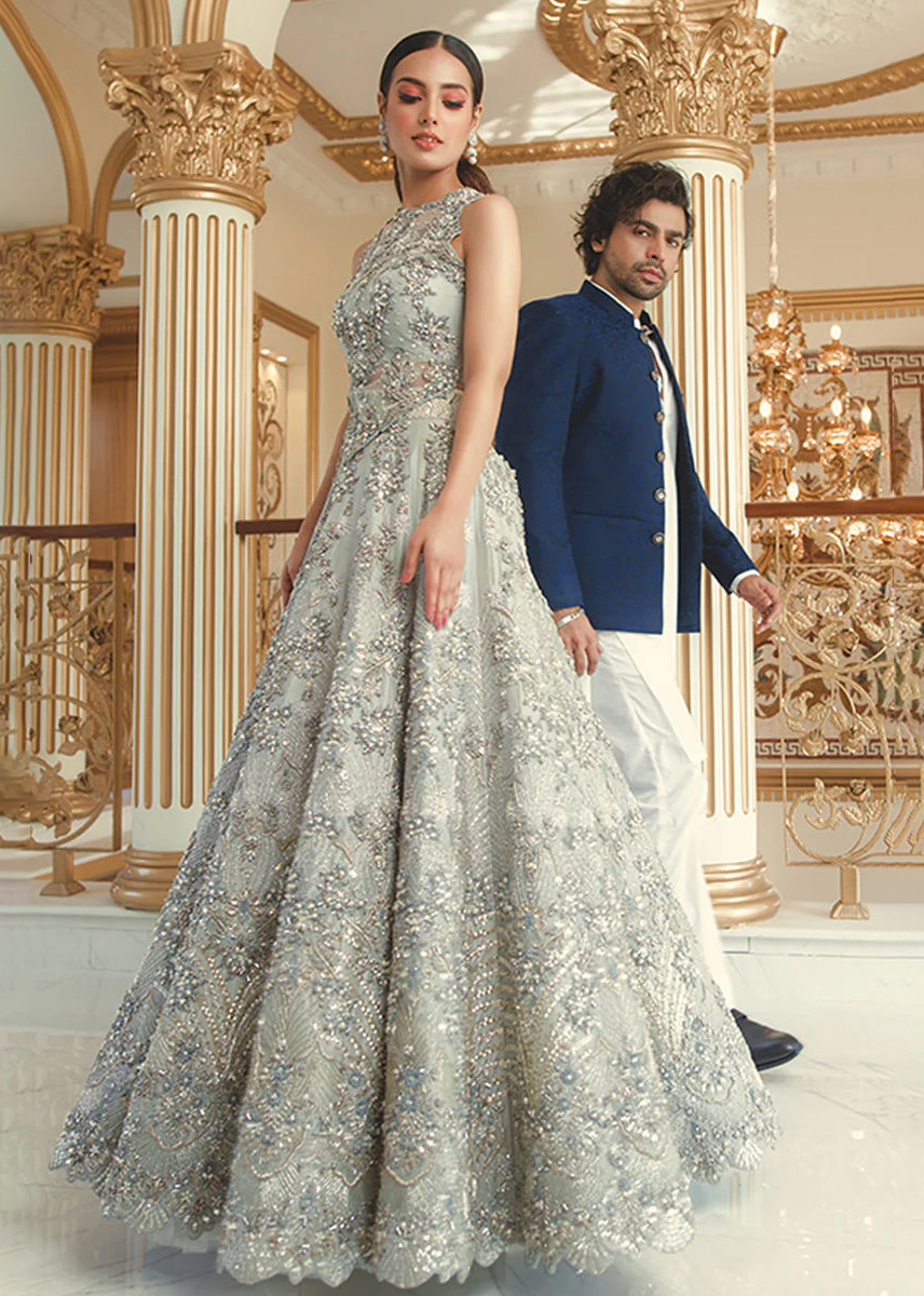 Grey Embellished Net Gown (2-Piece) - Image 6