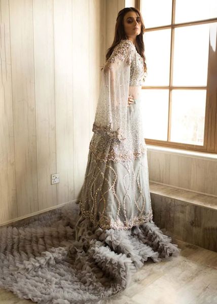 Grey Embellished Tulle Gown (1-Pc) - Image 1