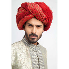 Puter and Ash Grey Zardozi Brocade Silk Sherwani (4-Piece) - Image 4