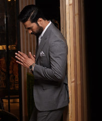 Grey Pure Wool Notch Lapel Three-Piece Suit (3-Piece) - Image 2