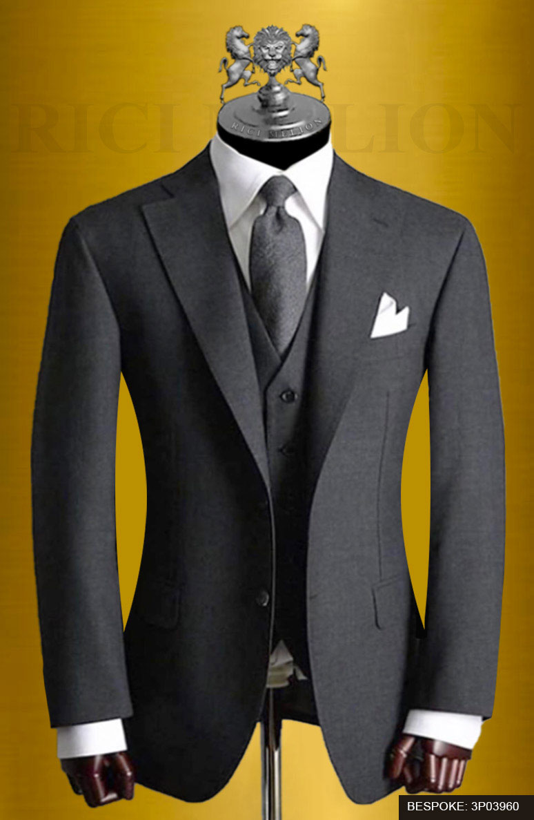 Deep Grey Sateen Three-Piece Groom Suit (3-Piece) - Image 1