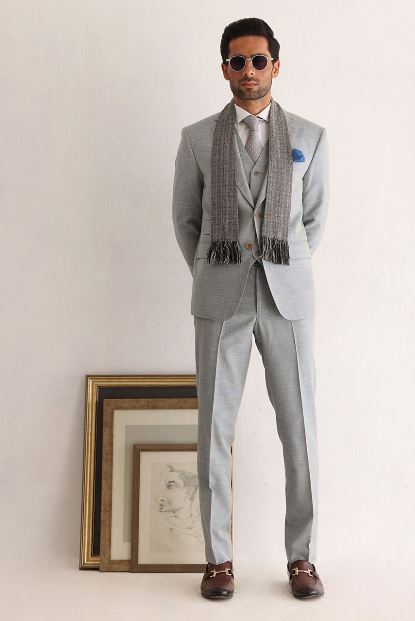Grey Premium Suiting Fabric 3-Piece Men's Suit - Image 5
