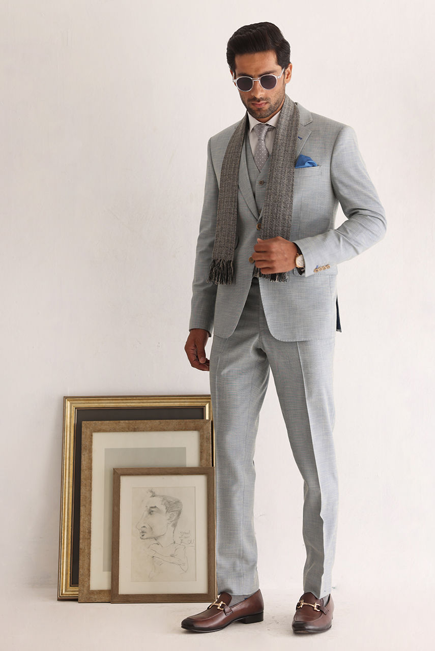 Grey Premium Suiting Fabric 3-Piece Men's Suit - Image 6