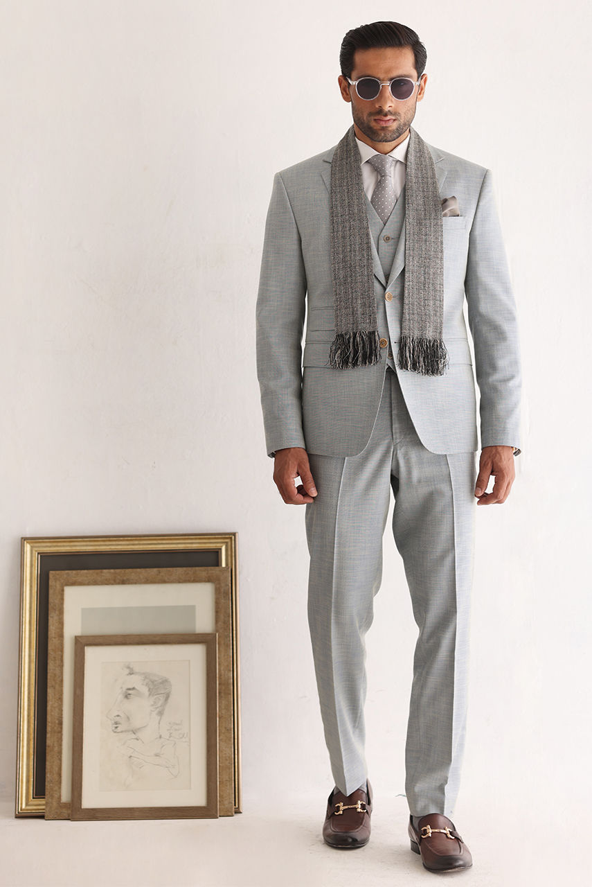 Grey Premium Suiting Fabric 3-Piece Men's Suit - Image 7