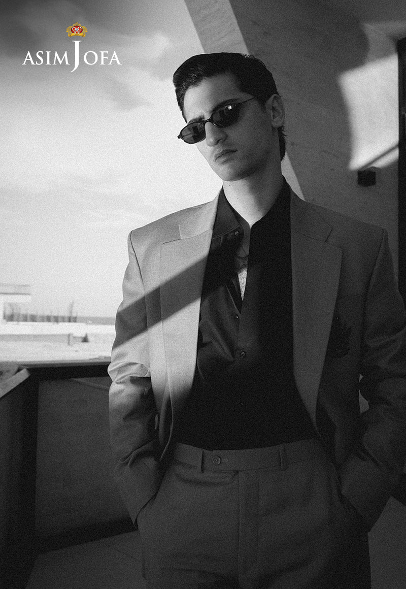 Grey Embroidered Suiting Fabric 2-Piece Groom Suit - Image 3