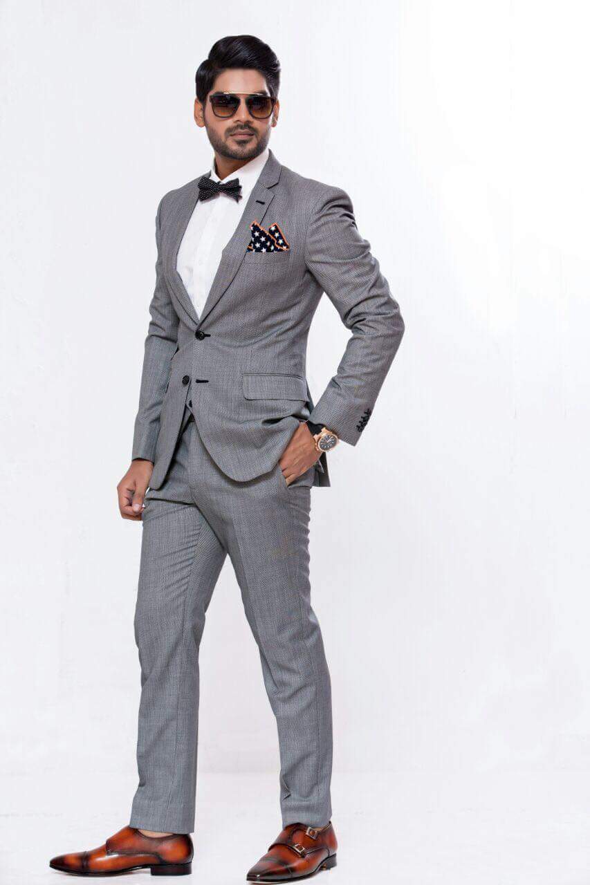 Grey Tailored Fine Suiting 2-Piece Slim-Fit Suit - Image 1