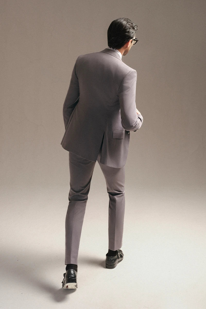 Light Grey Suiting Fabric 3-Piece Groom Suit - Image 4