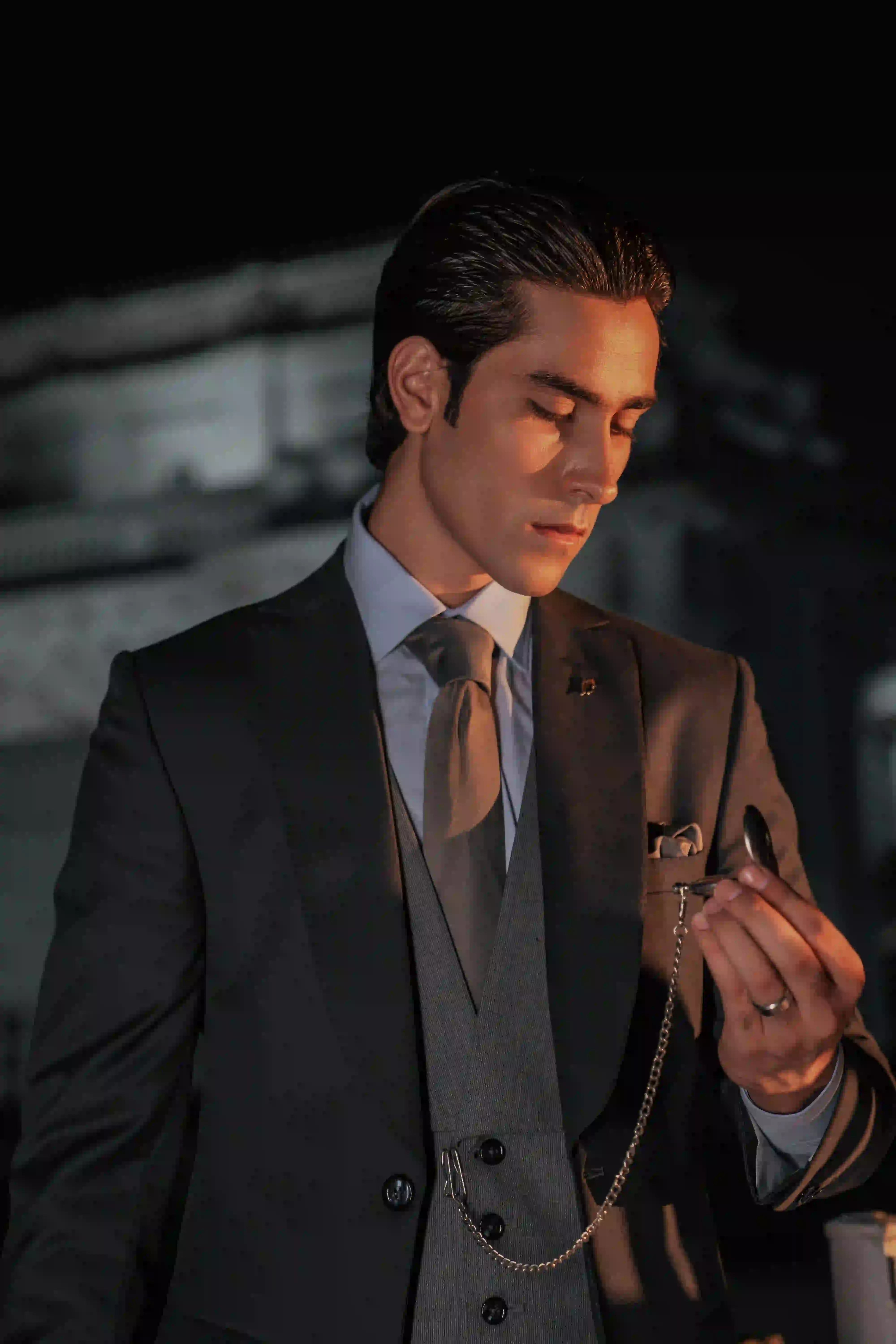 Charcoal Grey Champa Hem Wool Three-Piece Suit (3-Piece) - Image 3