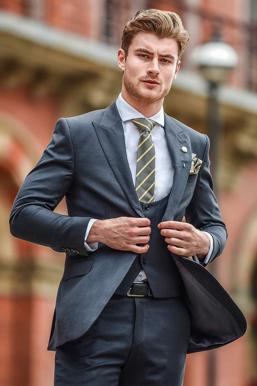 Charcoal Grey Terry Rayon 3-Piece Suit (Slim Fit) - Image 3