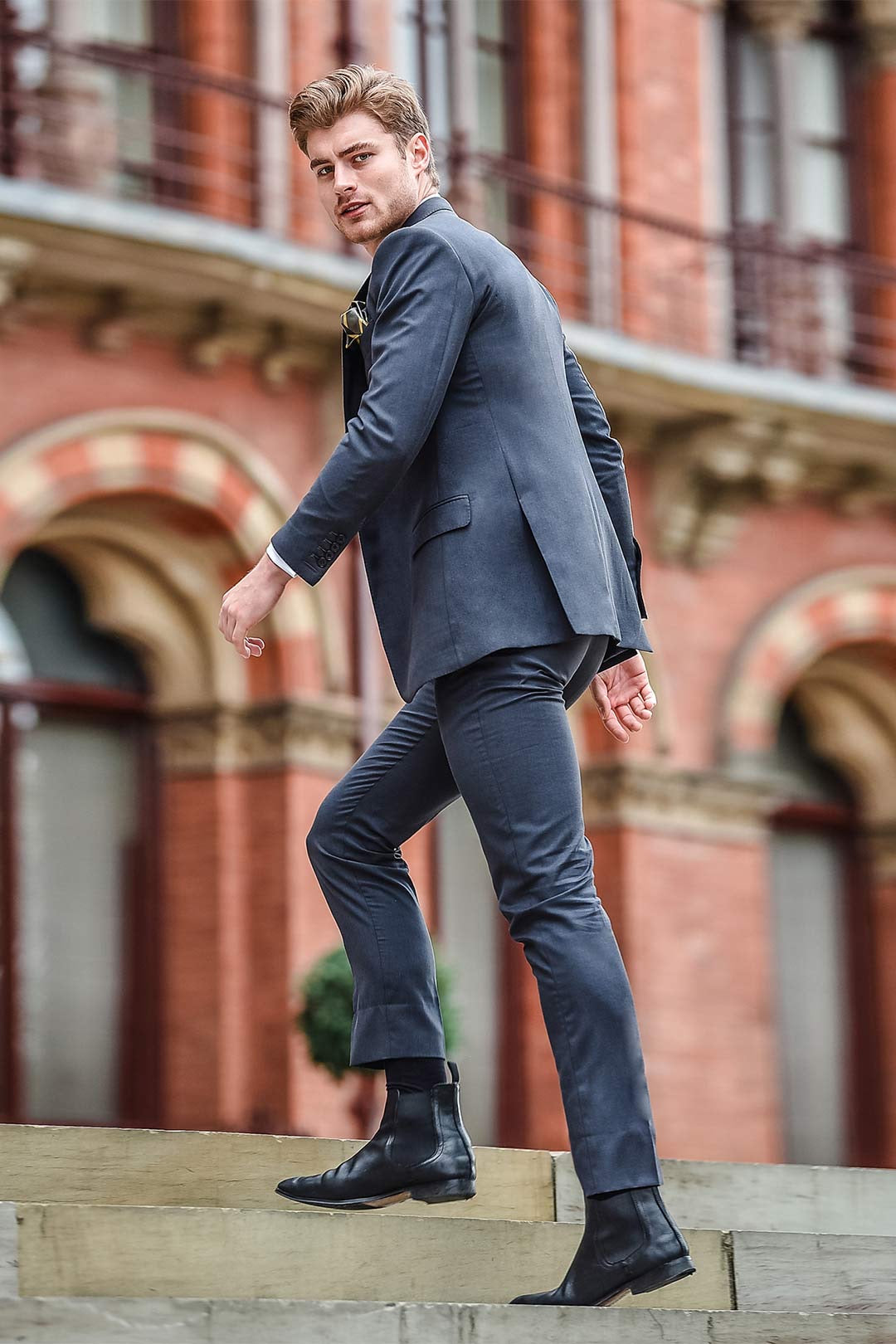 Charcoal Grey Terry Rayon 3-Piece Suit (Slim Fit) - Image 4