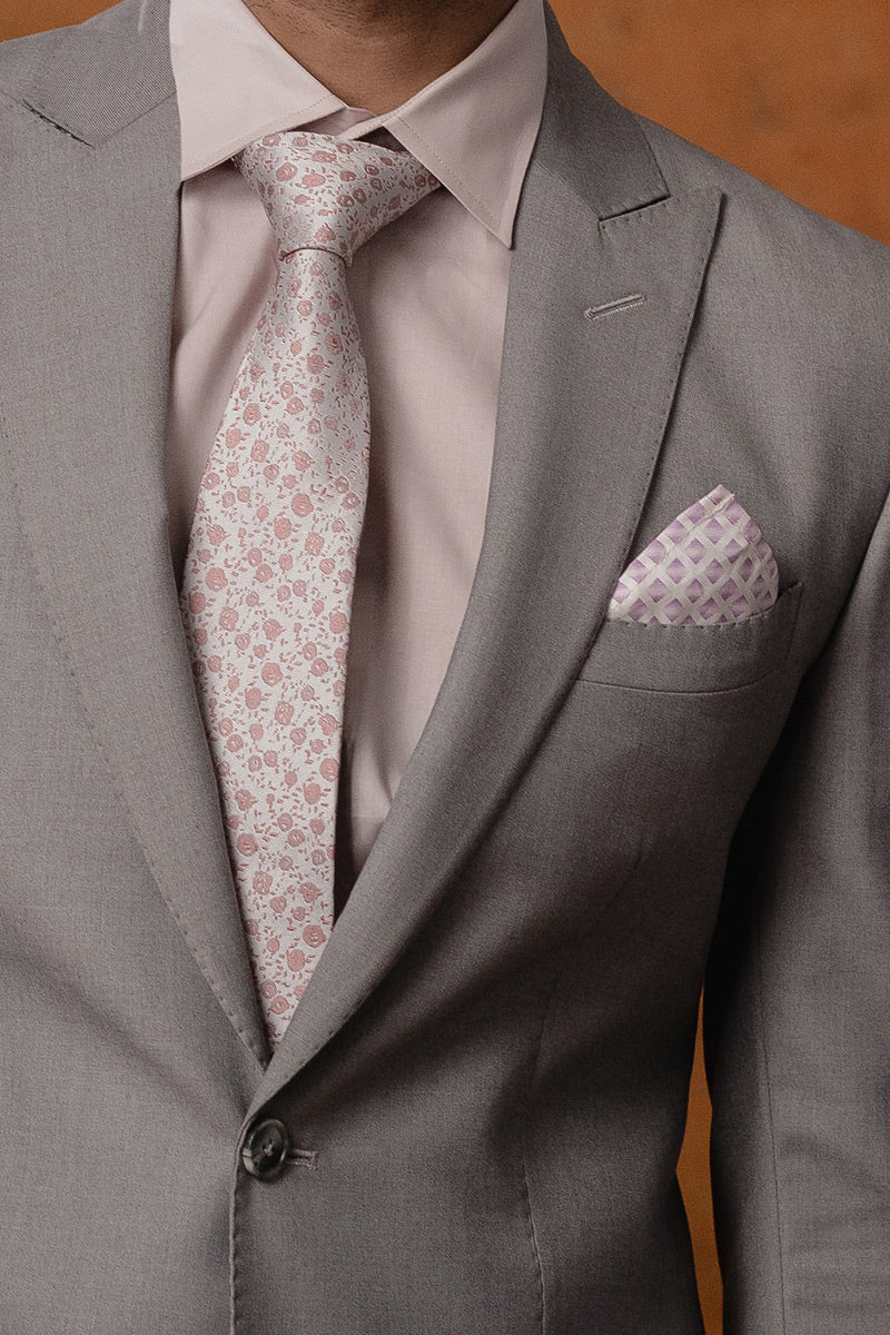 Light Grey Hem-Stitched Wool Blend Two-Piece Suit (2-Piece) - Image 4