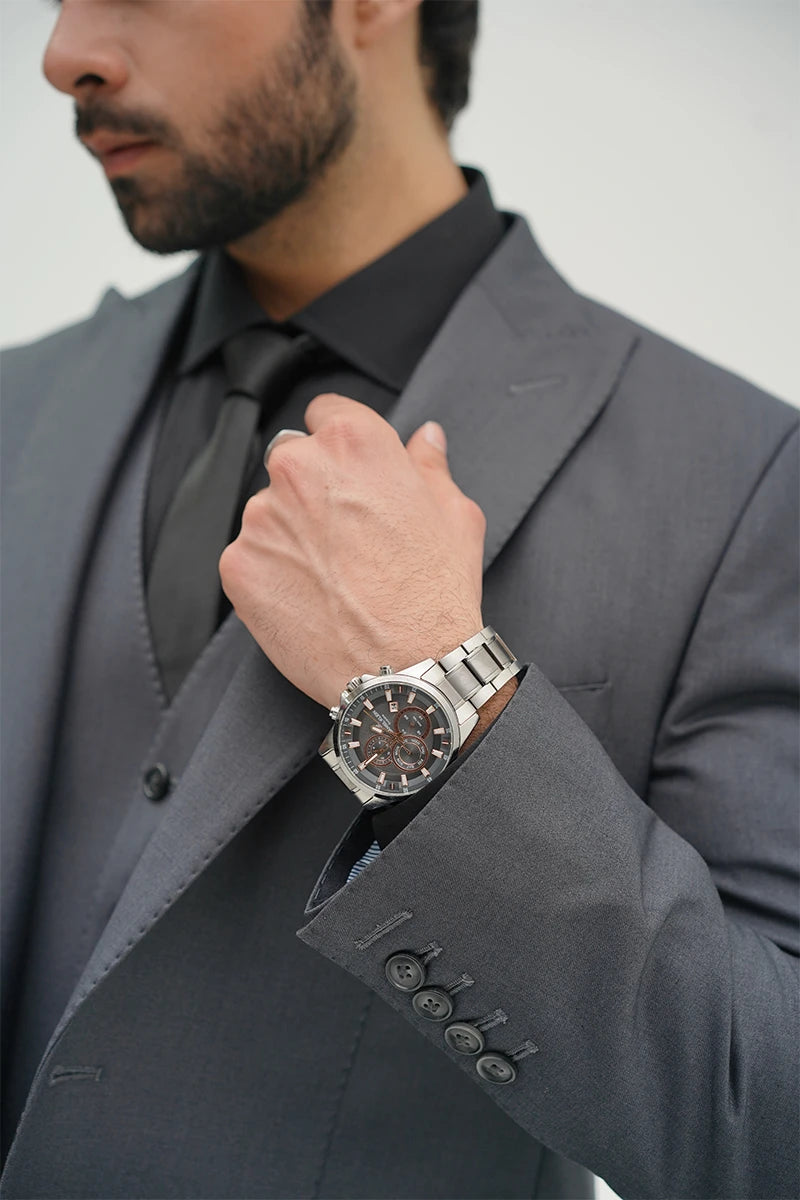 Charcoal Grey Suiting Wool 3-Piece Groom Suit - Image 3