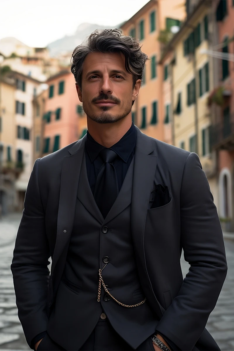 Grey Slim-Fit Wool Blend Three-Piece Suit (3-Piece) - Image 2