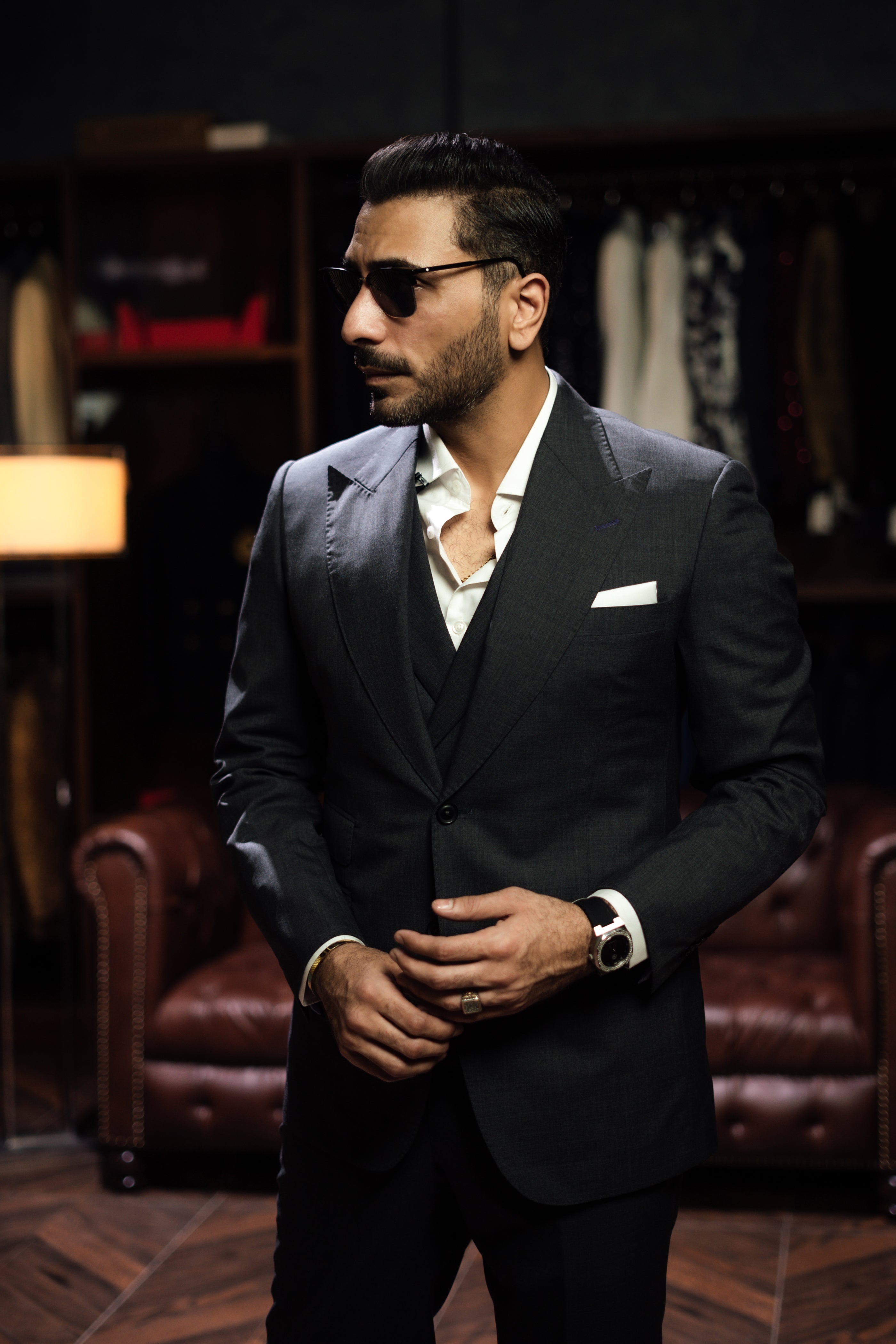 Charcoal Grey Italian Wool Three-Piece Suit (3-Piece) - Image 3