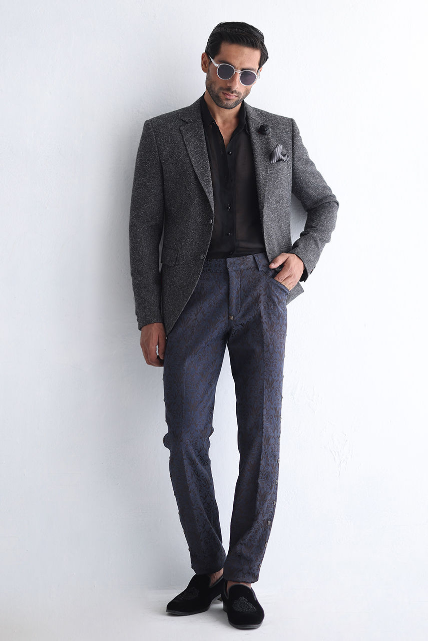 Charcoal Grey Wool Groom Valima Suit (3-Piece) - Image 1