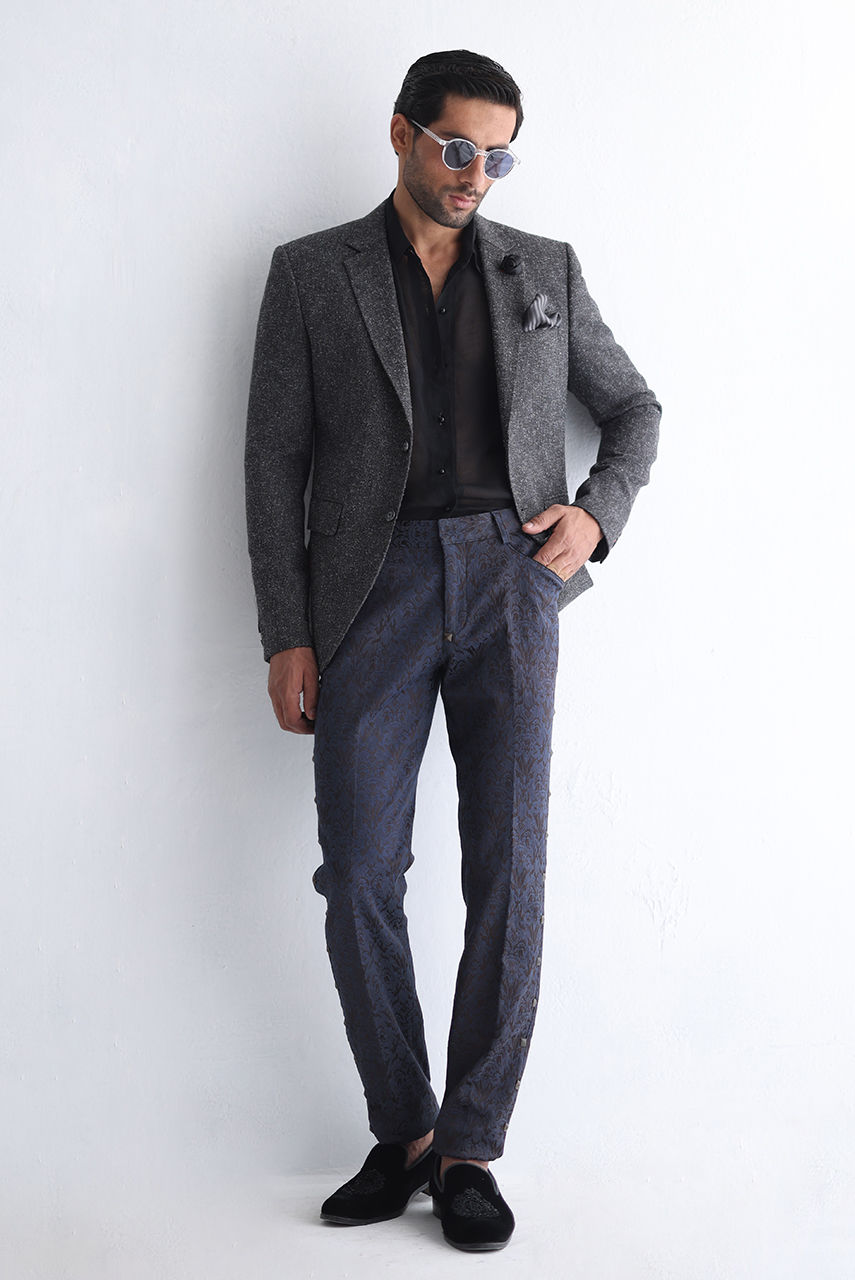 Charcoal Grey Wool Groom Valima Suit (3-Piece) - Image 3