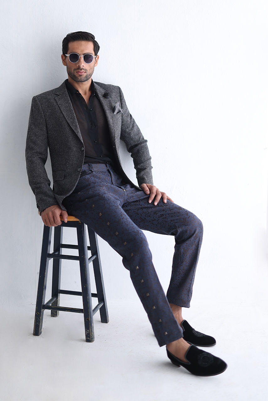 Charcoal Grey Wool Groom Valima Suit (3-Piece) - Image 4