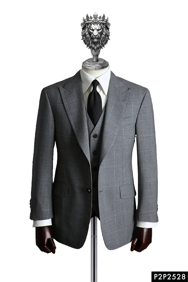Grey Wool-Blend Three-Piece Suit (3-Piece) - Image 1