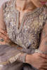 Pakistani Mouse Grey Embroidered Net Kalidar Dress (3-Piece) - Image 13