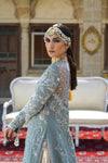 Pakistani Porcelain Grey Zardozi Karandi Coat with Brocade Lehenga (2-Piece) - Image 5