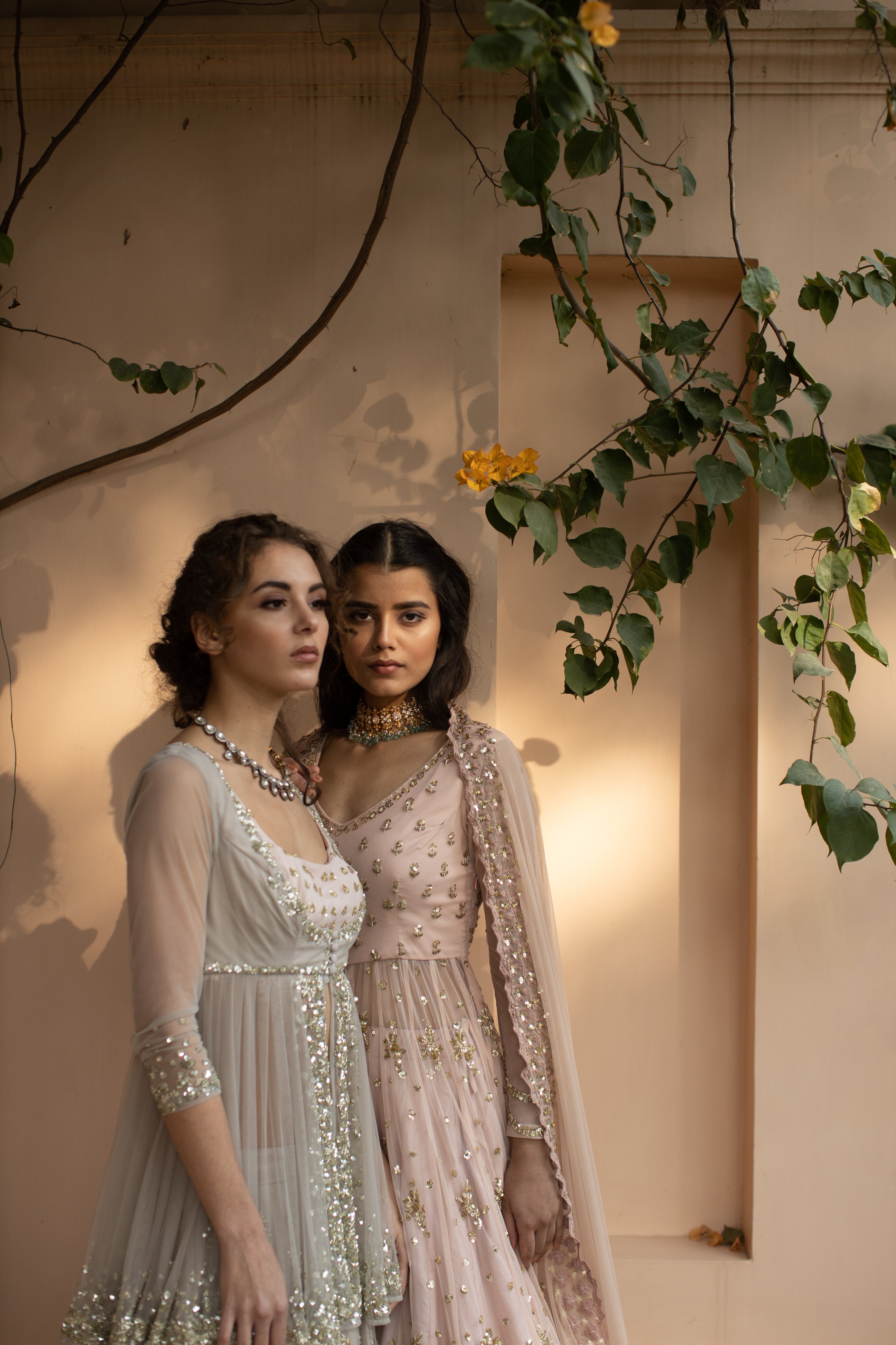 Indian Grey Sequin Net Organza Lehenga (2-Piece) - Image 3