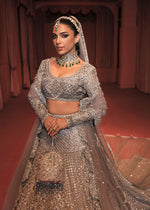 Grey Embellished Net Tailed Lehenga and Choli (3-Piece) - Image 3