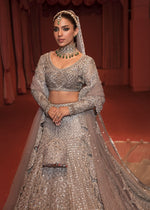 Grey Embellished Net Tailed Lehenga and Choli (3-Piece) - Image 4