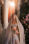 Pakistani Steel Grey Zardozi Net Lehenga Choli (3-Piece) - Image 6