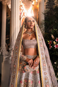 Pakistani Steel Grey Zardozi Net Lehenga Choli (3-Piece) - Image 7