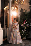 Pakistani Steel Grey Zardozi Net Lehenga Choli (3-Piece) - Image 8
