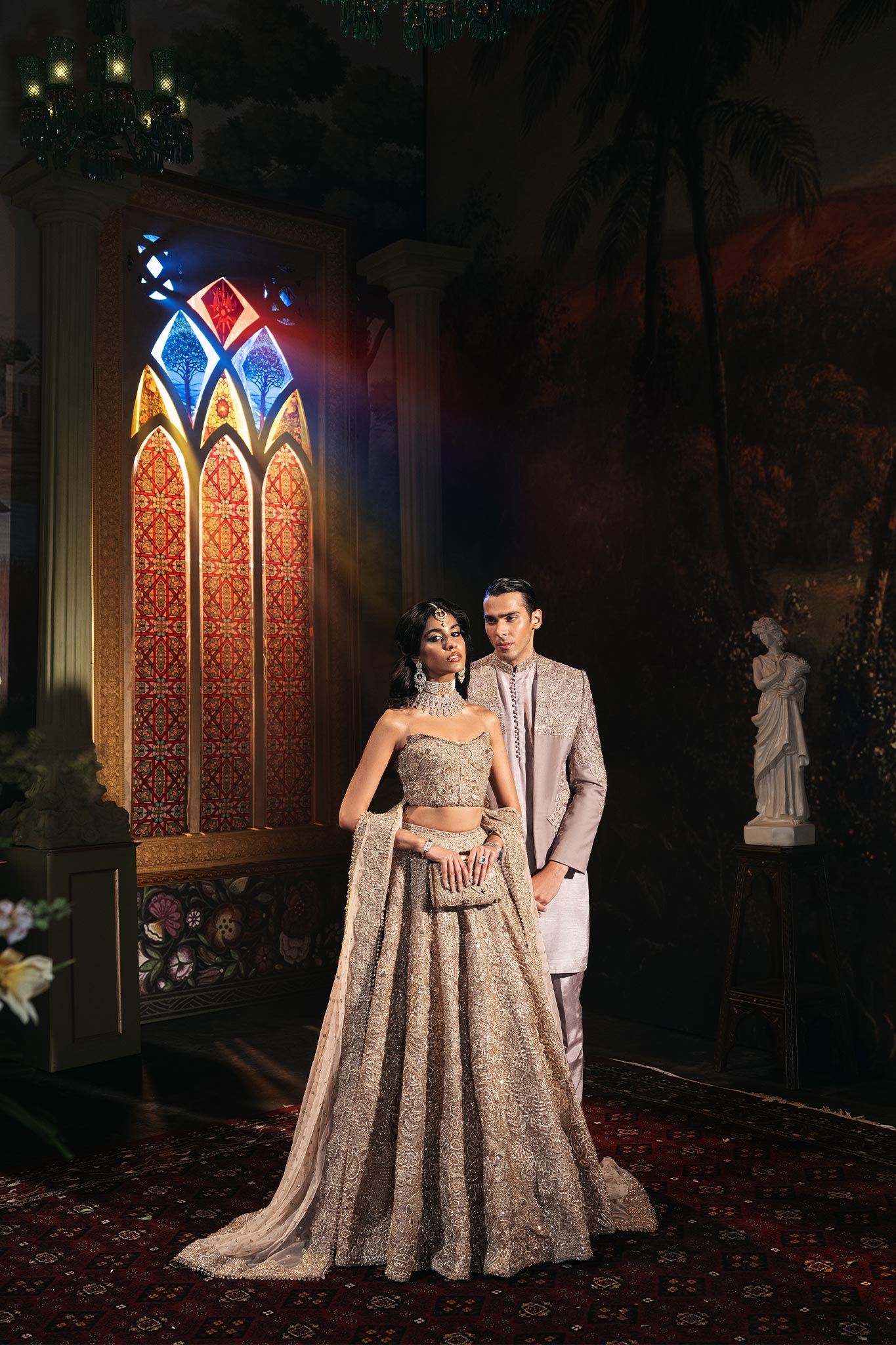 Mouse Zardozi Embroidered Net Bridal Lehenga Choli (3-Piece) - Image 8