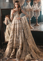 Soft Grey Embroidered Net & Tissue Bridal Lehenga (3-Piece) - Image 2