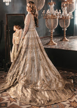 Soft Grey Embroidered Net & Tissue Bridal Lehenga (3-Piece) - Image 4