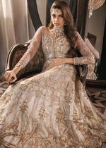 Soft Grey Embroidered Net & Tissue Bridal Lehenga (3-Piece) - Image 5