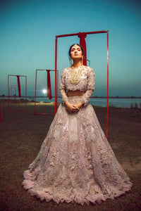 Lavender Grey Embellished Net Bridal Lehenga (3-Piece) - Image 1