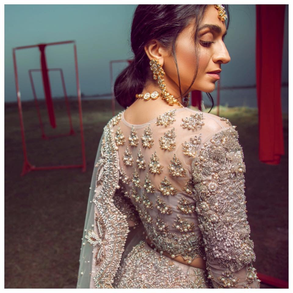 Lavender Grey Embellished Net Bridal Lehenga (3-Piece) - Image 2