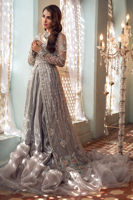 Charcoal Grey Embroidered Organza Lehenga Set (3-Piece) - Image 2